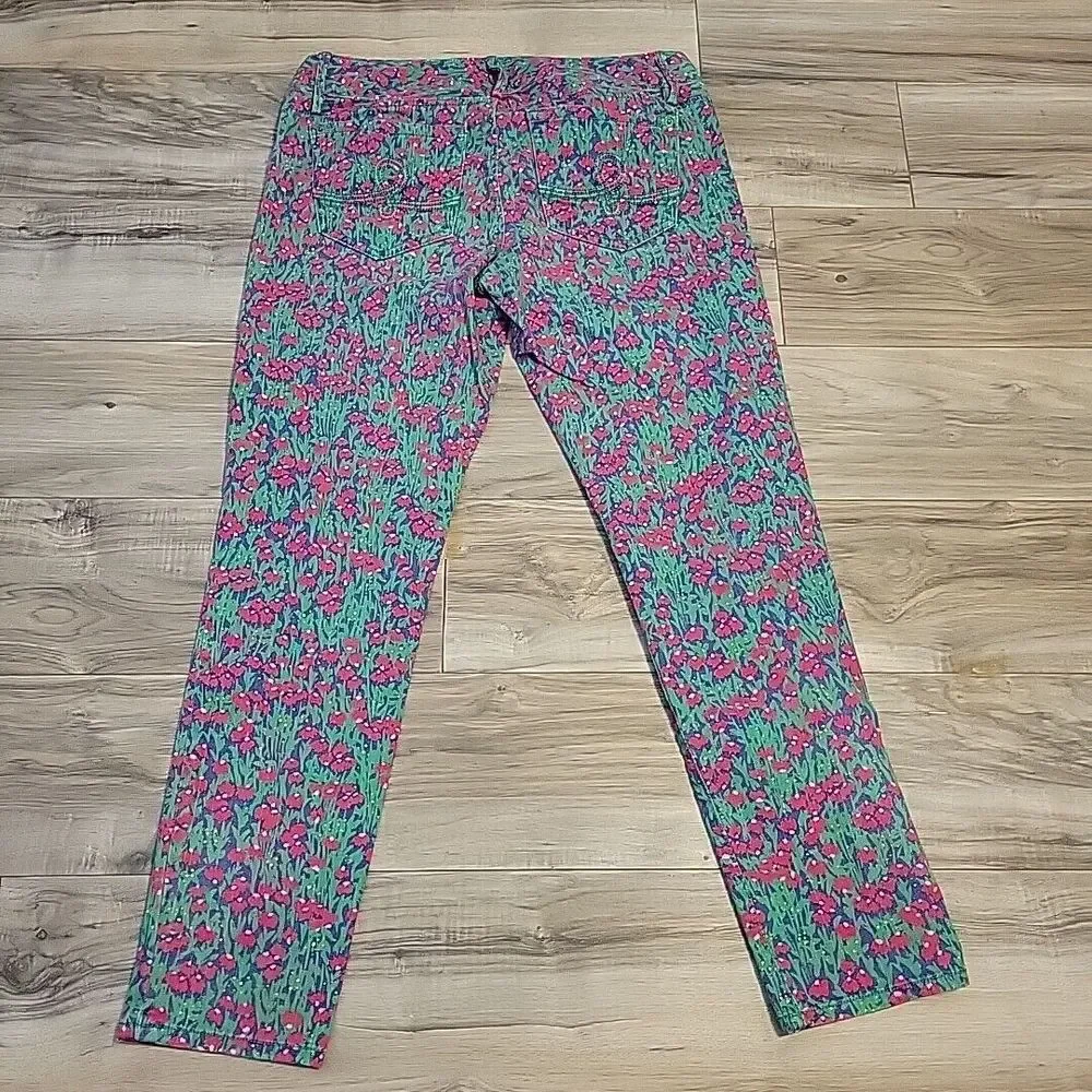 Lilly Pulitzer Worth‎ Skinny Mini Jeans Womens 8 Floral Printed Denim